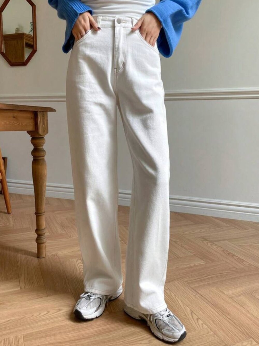 Dazy White Denim Straight Leg Jeans S